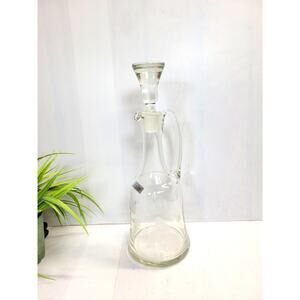 Vintage Toscany Wine Decanter Clear Glass Etched Butterfly Floral Romania
